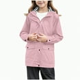 thumbnail image 1 of Hessimy Raincoat For Girls Lined Rain Jacket With Hood Outdoor Full Zip Lightweight Windbreaker Travel Jackets (Pink,13-14 Years), 1 of 6