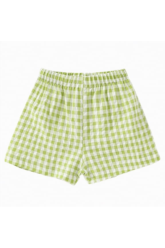 Running Athletic Cotton Shorts, Kids Workout and Fashion Summer Beach Sports(Green,5-6 Years)