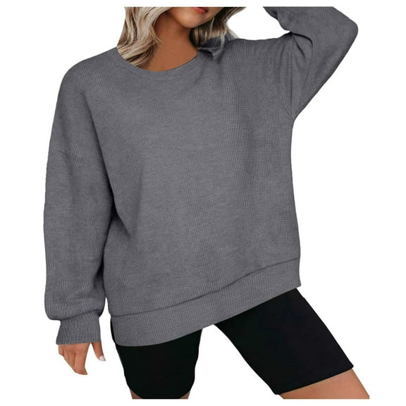 Hessimy Sherpa Pullover Oversized Fuzzy Fleece Sweatshirts Quarter Zip Fall Winter Clothes With Pockets Essentials Hoodie Cropped Hoodie Women Blouses (Grey,S)