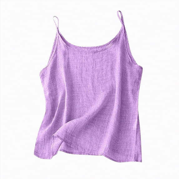Hessimy Silk Camisole Tops for Women - Satin Scoop Neck Tank Summer Shirts Sleeveless Basic Blouse Dressy Casual(Light Purple,XL)