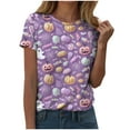 thumbnail image 1 of Hessimy Skeleton Shirt women's Halloween Skeleton Tshirt Funny Skull Graphic Tees Casual Fall Short Sleeve Tops(Purple,M), 1 of 6