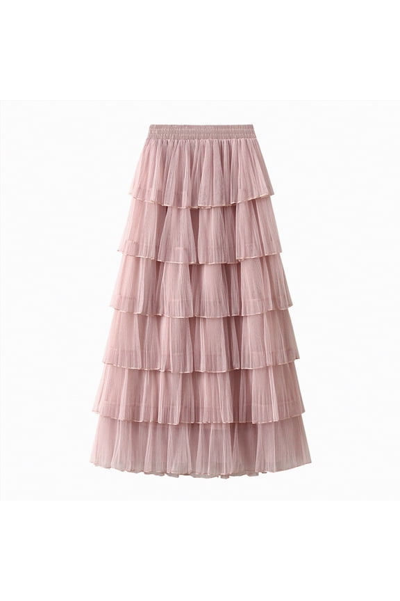 Skirts for Women High Waisted Trendy A Line Elastic Waist Casual Office Work Spring Summer Skirt,Office Work,Trendy A-line(Pink,One Size)