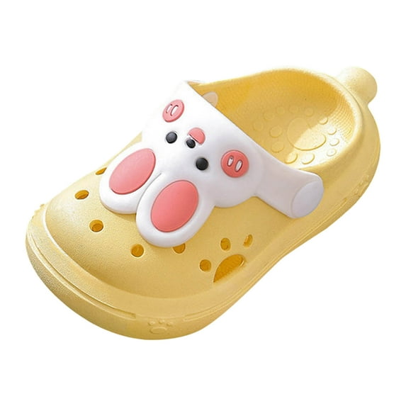 Hessimy Slides For Kids Toddler Little Girls Boy Dress Sandals Summer Shower Bathroom Pool Sandals Non-Slip Beach Slippers Shoes Pool Showe kids slippers(Yellow,4)