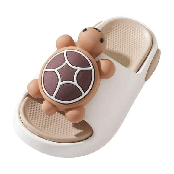 Hessimy Slippers for Girls Boys, Kids House Slides Sandals Shower Bathroom Non-Slip Open Toe House slippers Beach slipperstoddler kids(Khaki,11)