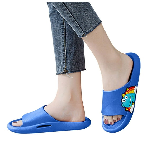 Hessimy Soft Cloud Slides for Kids Open Toe Shower Slippers Comfy Lightweight Sandals Toddler Boys Girls Children Bathroom House slippers memory foam slippers kids(Blue,22)