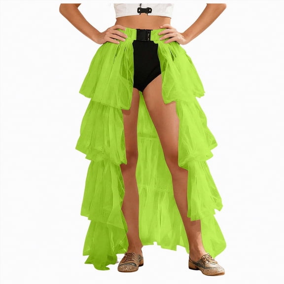 Hessimy Steampunk Skirt for Corset Women Show Girl Pirate Skirts Party Clubwear Vintage,Show Girl Style(Green,One Size)