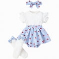 thumbnail image 1 of Hessimy Summer Baby Girl Clothes Newborn Cotton Linen Romper Short Sleeve Infant Onesie Smocked Bodysuit Baby Outfits(Blue, 1 of 6