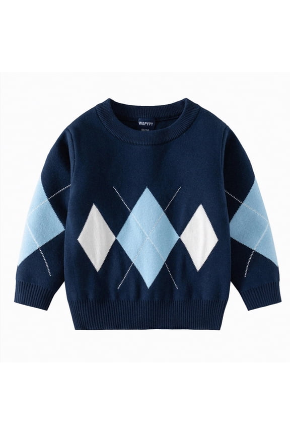 Sweaters For Boys Toddler Boys Girls Winter Long Sleeve Solid Knit Sweater Base Warm Sweater For Children Clothes Button Cardign Pullover Knit (Navy,4-5 Years)