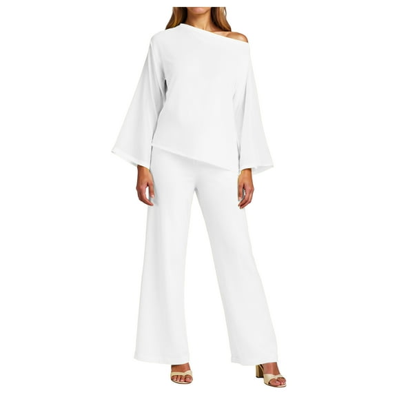 Hessimy Sweatsuits Women Two Piece Outfit Fashion Travel Lounge Sets With Wide Leg Pants Airport Track Suits Fall Clothes（White，M）
