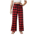 thumbnail image 1 of Hessimy Teen Boys Clothes Boys Pajama Pants - Soft Micro Fleece Pj Bottoms For Kids, Printed Plaid Design(Red,11-12 Years), 1 of 9