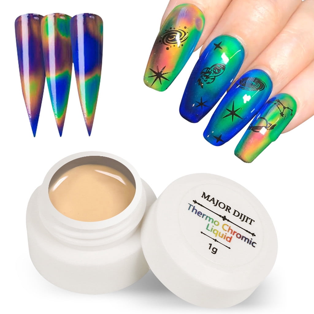 Hessimy Thermochromic Liquid Paint Thermochromic Liquid Mood Color-changin Gel Polish Nail Art UV 1ML