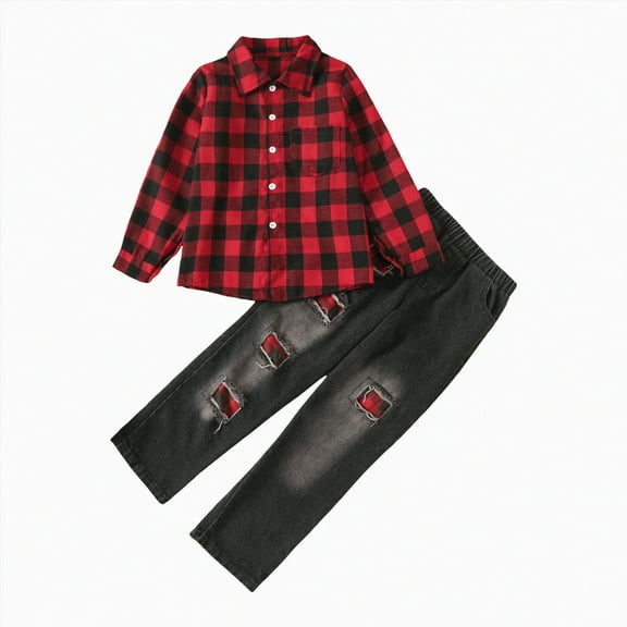 Hessimy Toddler Baby Boy Fall Winter Clotrhes Embroidery Sweatshirt Pullover Tops Joggers Pants Sets 2pcs Outfits (Red,7-8 Years)