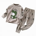 thumbnail image 1 of Hessimy Toddler Baby Boy Girl Outfit Turkey Embroidery Striped Waffle Knit Long Sleeve Sweatshirt And Pants Set 3 6 12 18 24 Months Toddler Pajamas Sleepwear (Grey,12-18 Months), 1 of 5