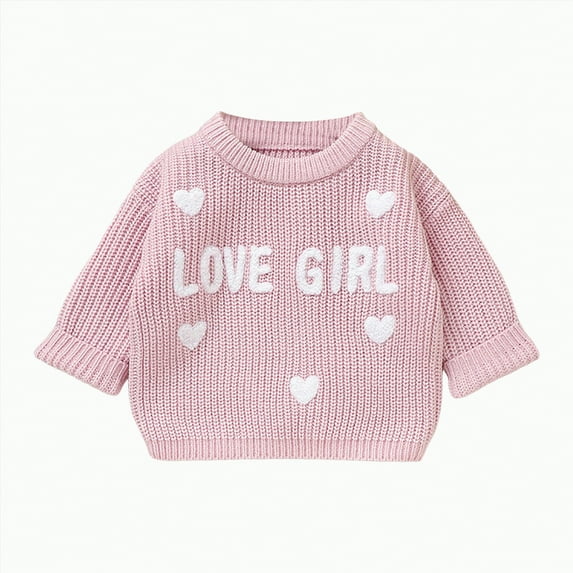 Hessimy Toddler Baby Boy Knit Sweater Big/Lil Bro Embroidery Sweater 3m 6m 9m 12m 18m Onesie Brother Matching Outfit Warm Winter Clothes Outerwear School Uniforms (Pink,12-18 Months)