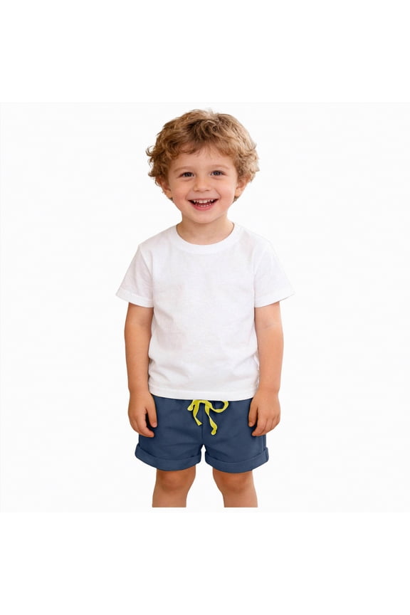 Toddler Baby Boy Shorts Summer Clothes Littler Kids Boys Short Pants with Elastic Waist Pull On Cotton Shorts(Navy,18-24 Months)
