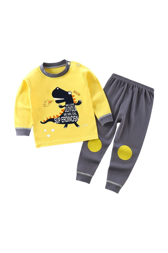Toddler Baby Boys Clothes Fall Outfits Long Sleeve Sweatshirt Tops Pants Set for Boys pajama set Toddler Girl Boy(Gold,18-24 Months)