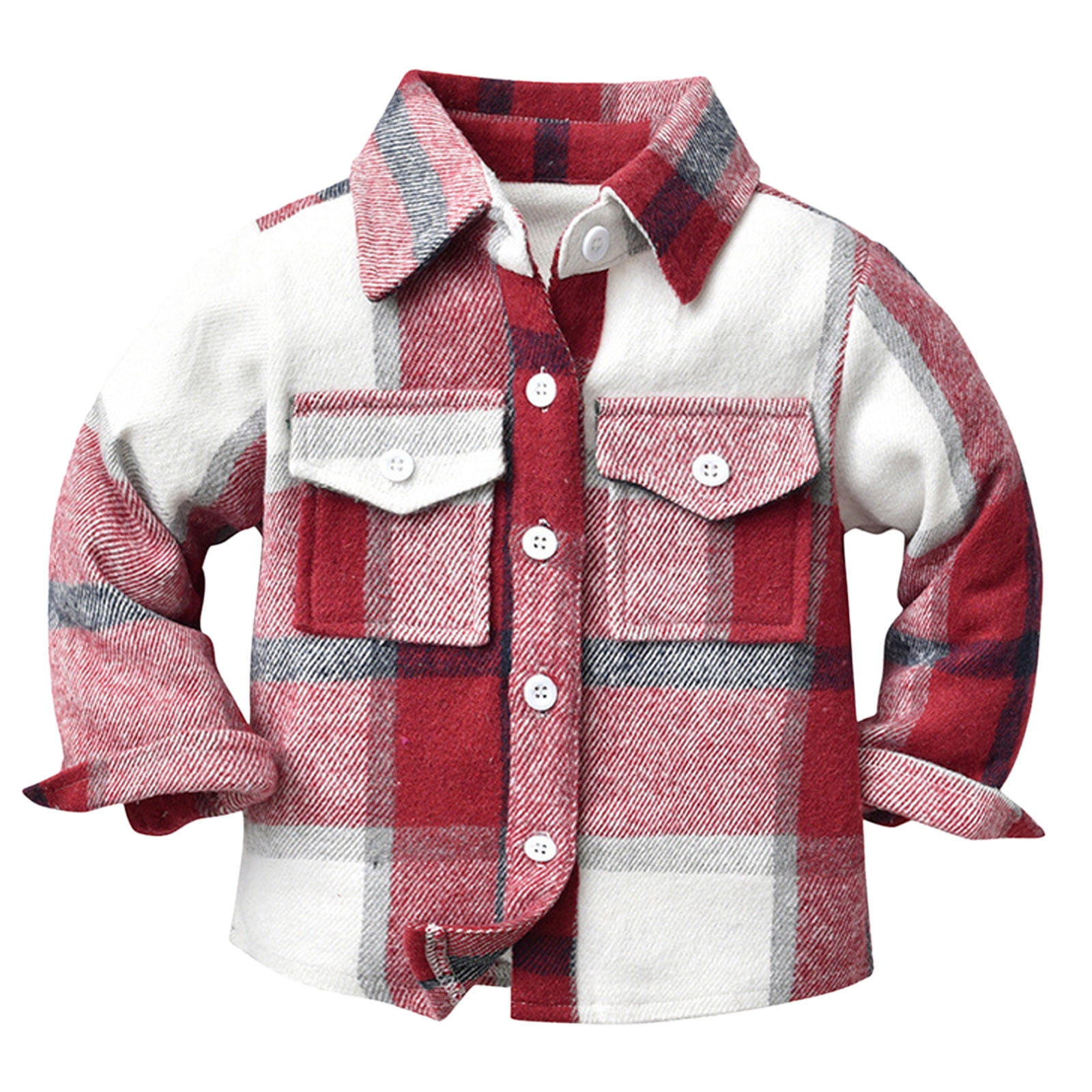 Boys & Girls Plaid Flannel Shirt - Long Sleeve Button Down For Kids 2T To 8T