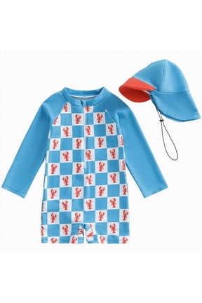 Toddler Baby Boys Swimsuits Trunk Rashguard Top & Shorts Set,Toddler(Blue,6-12 Months)