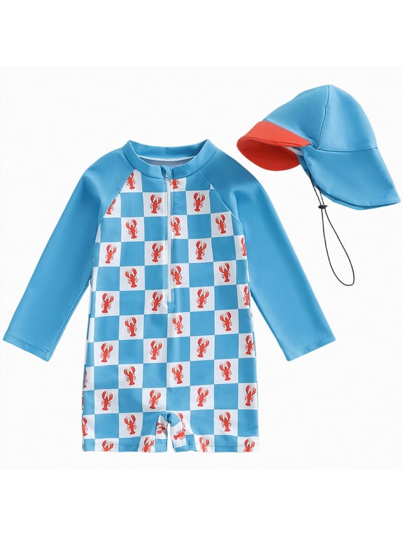 Toddler Baby Boys Swimsuits Trunk Rashguard Top & Shorts Set,Toddler(Blue,6-12 Months)