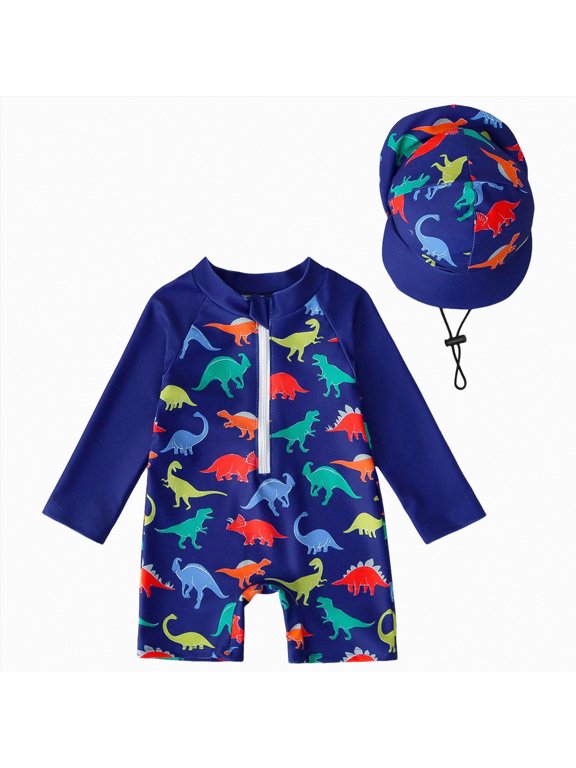 Toddler Baby Boys Swimsuits Trunk Rashguard Top & Shorts Set,Toddler(Dark Blue,2-3 Years)