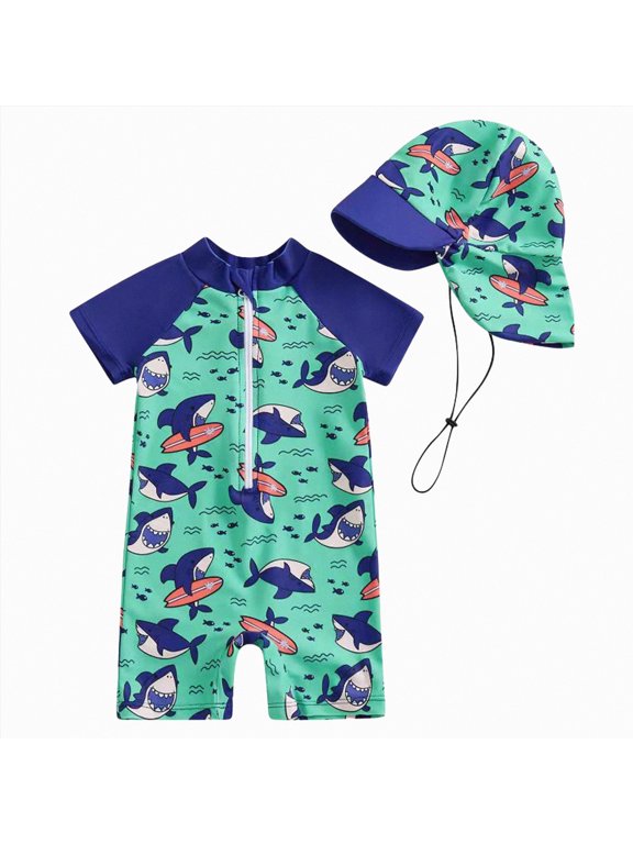 Toddler Baby Boys Swimsuits Trunk Rashguard Top & Shorts Set,Toddler(Green,2-3 Years)