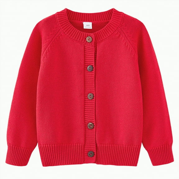 Hessimy Toddler Baby Girl Boy Knit Football Sweater Long Sleeve Pumpkin Sweasthirt Fall Winter Clothes Football Outfit Button Cardign Pullover Knit Girls Cardigan (Red,5-6 Years)
