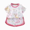 thumbnail image 1 of Hessimy Toddler Baby Girl Outfits Summer Cute Cartoon Short Sleeve Tee Top + Short Pants 2Pcs Clothes Set(Light Pink,3-6 Months), 1 of 3