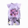 thumbnail image 1 of Hessimy Toddler Baby Girl Clothes Summer Short Sleeve T-Shirt and Shorts Cute Infant Baby Girl Outfits Clothing Set（Dark Purple,4-5 Years), 1 of 1