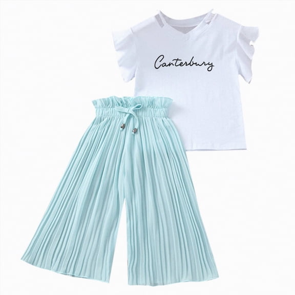 Hessimy Girls 2 Piece Outfits Hawaiian Shorts Sets Shirt and Shorts Summer Beach Clothes for 1-12 Years(Green,4-5 Years)