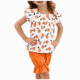 thumbnail image 1 of Hessimy Toddler Baby Girl Summer Clothes Short Sleeves T-Shirt Tops and Ruffled Shorts Set Cute Summer Outfits 2Pcs,Feminine Style（Orange,3-4 Years), 1 of 1