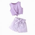 thumbnail image 1 of Hessimy Toddler Kids Plain Short Sleeve T-Shirt and Shorts Set Unisex Cotton Summer Outfit Clothes for Little Girls(Purple,6-7 Years), 1 of 7