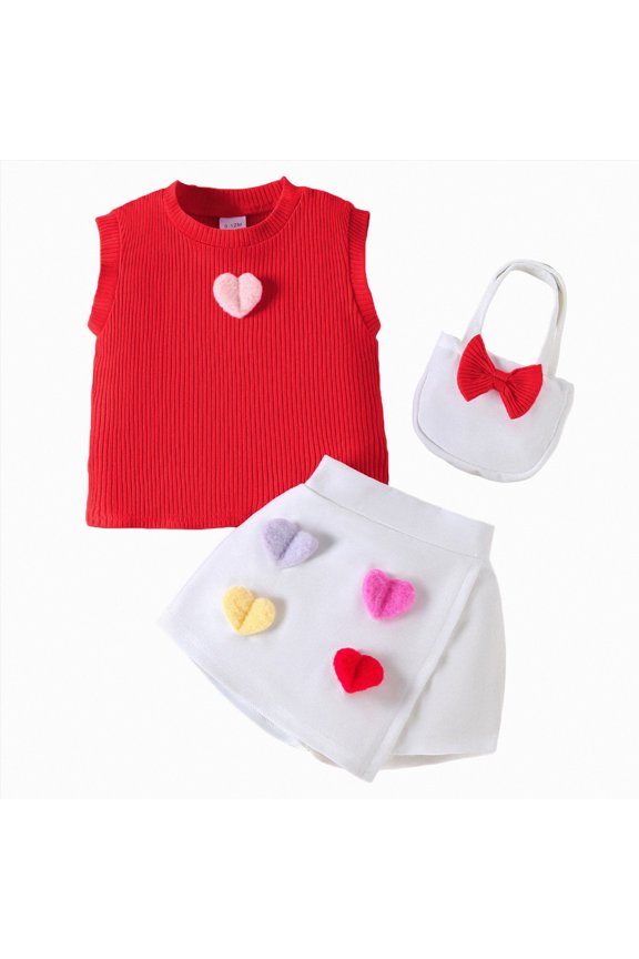 Toddler Baby Girls Summer Clothes Crewneck Short Sleeve Cartoon Print T-Shirts Tops Shorts Cute Outfits Set(Red,3-4 Years)