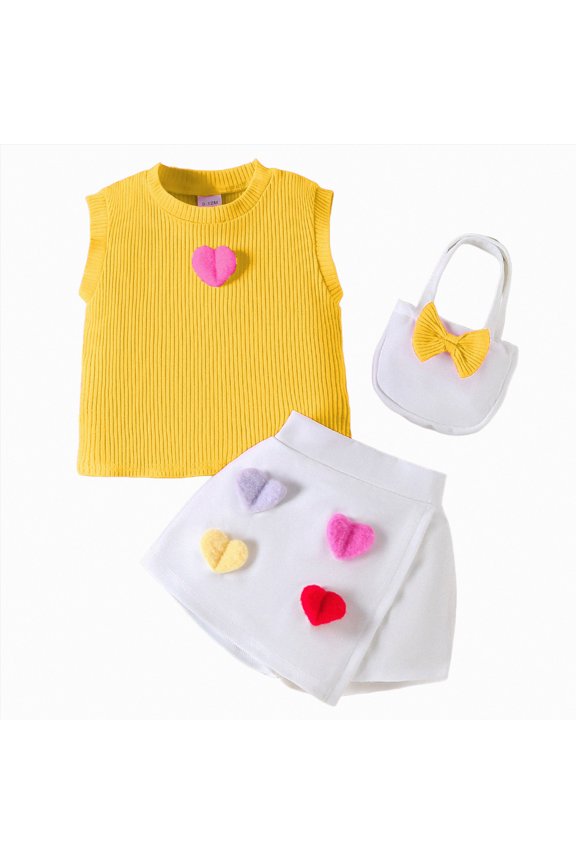 Toddler Baby Girls Summer Clothes Crewneck Short Sleeve Cartoon Print T-Shirts Tops Shorts Cute Outfits Set(Yellow,3-4 Years)