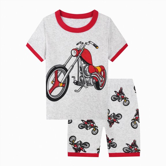 Hessimy Toddler Boy 2 Piece Casual Summer Outfits Short Sleeve T Shirt and Track Shorts Sets,Sporty Style（Red,3-4 Years)