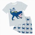 thumbnail image 1 of Hessimy Toddler Boy 2 Piece Set Tropical Print Short Sleeve Crewneck T Shirt and Shorts Set Vacation Outfits（Light Gray,3-4 Years), 1 of 6