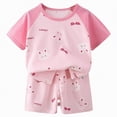 thumbnail image 1 of Hessimy Toddler Boy 2-Piece Summer Outfit Set Soft Short Set with Cute Cartoon Print Shorts for Daily Wear,&nbsp;Daily Play(Pink,5-6 Years), 1 of 1