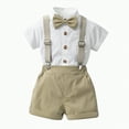 thumbnail image 1 of Hessimy Toddler Boy Cartoon Print Short Sleeve T-Shirt and Short Set（Khaki,12-18 Months), 1 of 1