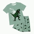 thumbnail image 1 of Hessimy Toddler Boy Clothes Set Short Sleeve T-shirt Top Elastic Waist Pocket Shorts Print 2Pcs Outfits,Elastic Waist（Dark Green,11-12 Years), 1 of 4