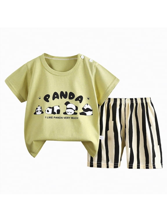 Toddler Boy Clothes Summer Outfits Cotton Short Sleeve T-Shirt & Shorts Set,Premium Cotton(Light Green,3-4 Years)