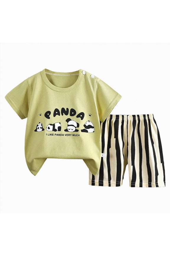 Toddler Boy Clothes Summer Outfits Cotton Short Sleeve T-Shirt & Shorts Set,Premium Cotton(Light Green,3-4 Years)