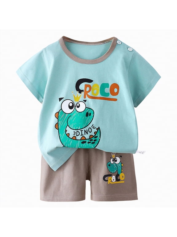 Toddler Boy Clothes Summer Outfits Short Sleeve T-Shirt Shorts Set Summer Clothes Set,Summer Breeze(Blue,2-3 Years)
