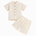 thumbnail image 1 of Hessimy Toddler Boy Clothing Cartoon Graphic Print Short Sleeve & Shorts Summer Set（Beige,4-5 Years), 1 of 2