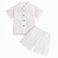 thumbnail image 1 of Hessimy Toddler Boy Clothing Cartoon Graphic Print Short Sleeve & Shorts Summer Set（White,12-18 Months), 1 of 2