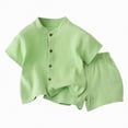 thumbnail image 1 of Hessimy Toddler Boy Pajamas Kids Cartoon Print Summer Truck Tractor Short Sets（Light Green,4-5 Years), 1 of 2