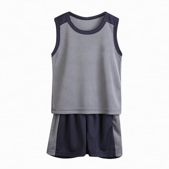 Hessimy Toddler Boy Pajamas Little Boys Summer Pajamas 2 Piece Short Sleeve Top and Shorts Sets Kids Sleepwears, Kids Pjs(Grey,9-10 Years)