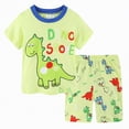 thumbnail image 1 of Hessimy Toddler Boy Preschool Outfit Back to School Short Sleeve T-Shirt Top Casual Shorts Set Summer Clothes,&nbsp;Summer School(Light Green,5-6 Years), 1 of 5