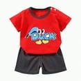 thumbnail image 1 of Hessimy Toddler Boy Short Set - 2 Piece Summer Outfit with T-Shirt and Shorts - Activewear Clothes, Toddler Active（Red,12-18 Months), 1 of 4