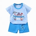 thumbnail image 1 of Hessimy Toddler Boy Short Set - 2 Piece Summer Outfit with T-Shirt and Shorts - Activewear Clothes, Toddler Active（Sky Blue,5-6 Years), 1 of 4