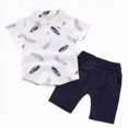 thumbnail image 1 of Hessimy Toddler Boy Short Sets - 2 Piece Knitted Crewneck T Shirt & Matching Shorts（White,12-18 Months), 1 of 4