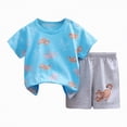 thumbnail image 1 of Hessimy Toddler Boy Short Sets - 2 Piece Knitted Crewneck T Shirt & Matching Shorts,Knitted Fabric（Sky Blue,5-6 Years), 1 of 3